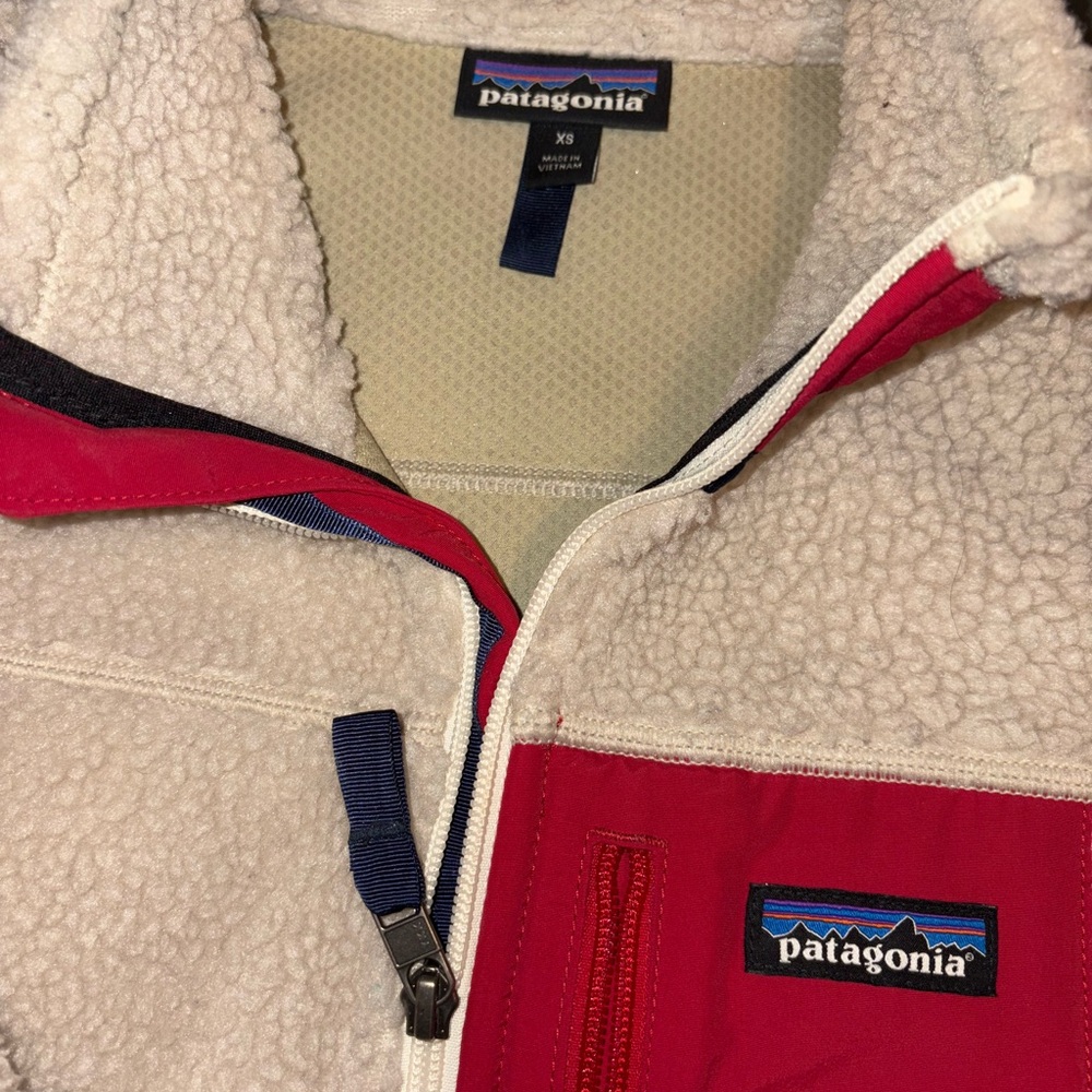 Patagonia Red and Cream Puffer Jacket